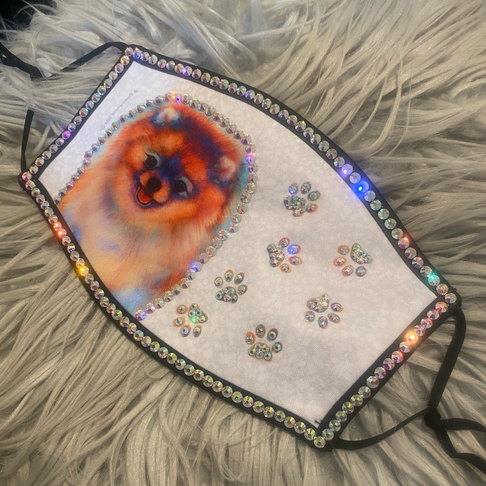 Pomeranian Bling Face Mask